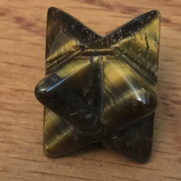 TIGER EYE GEMSTONE 8-POINT MERKABA STAR 3D BROWN MEDITATION SPIRITUAL 5/8"x5/8" - Picture 7 of 7